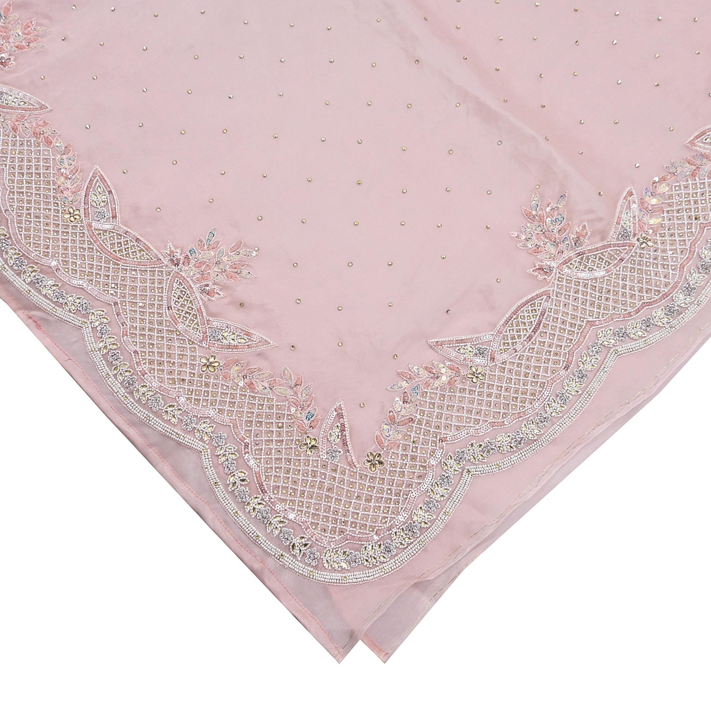 Rare Vintage Pink Pure Organza Silk Saree Zardozi Hand Embroidered Designer Sari 6 Yard Bollywood Party Wear