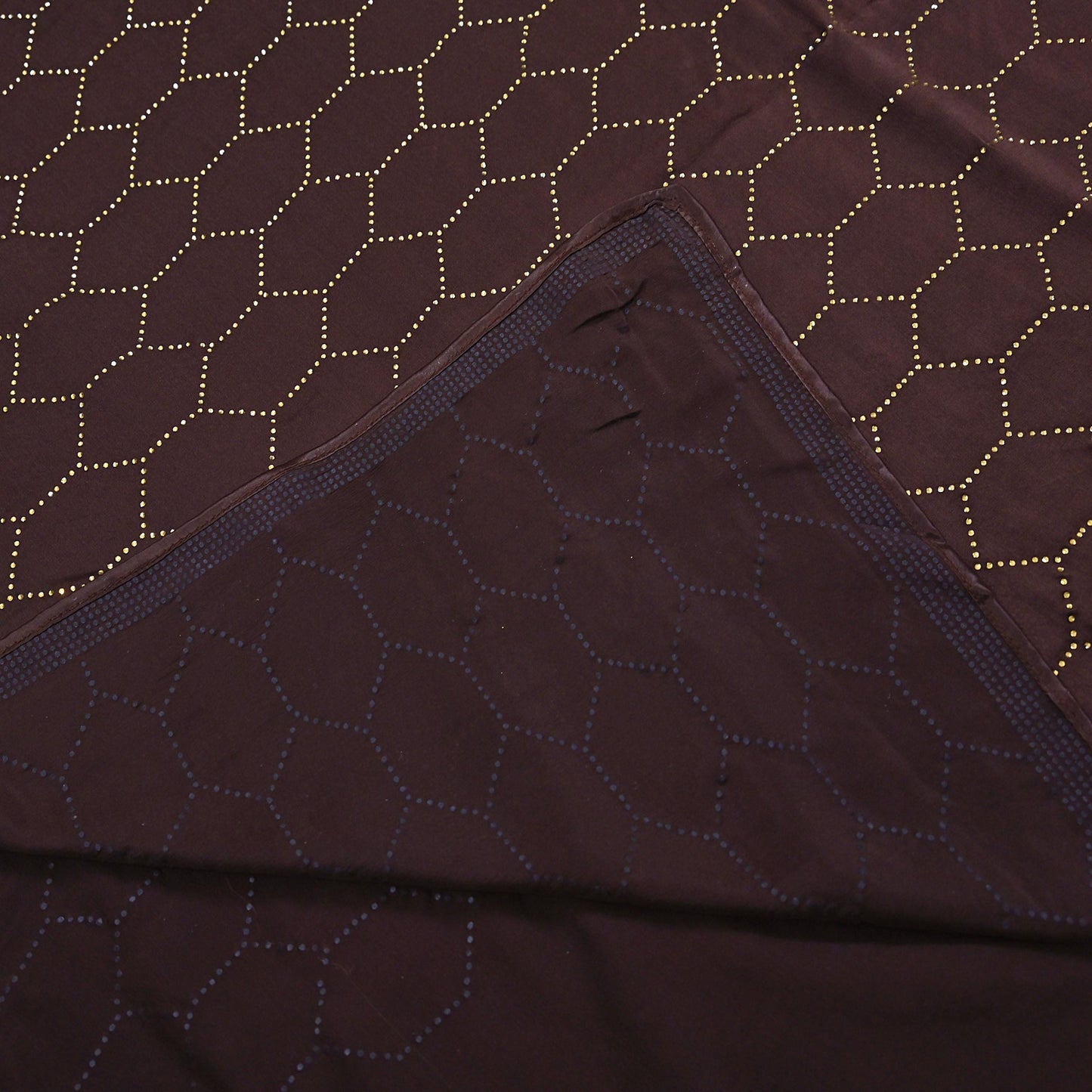 Rare Vintage Brown Pure Satin Silk Saree Hand Embroidered Fabric 5.5 Yards Sari Bollywood Party Wear Ethnic Designer Saree