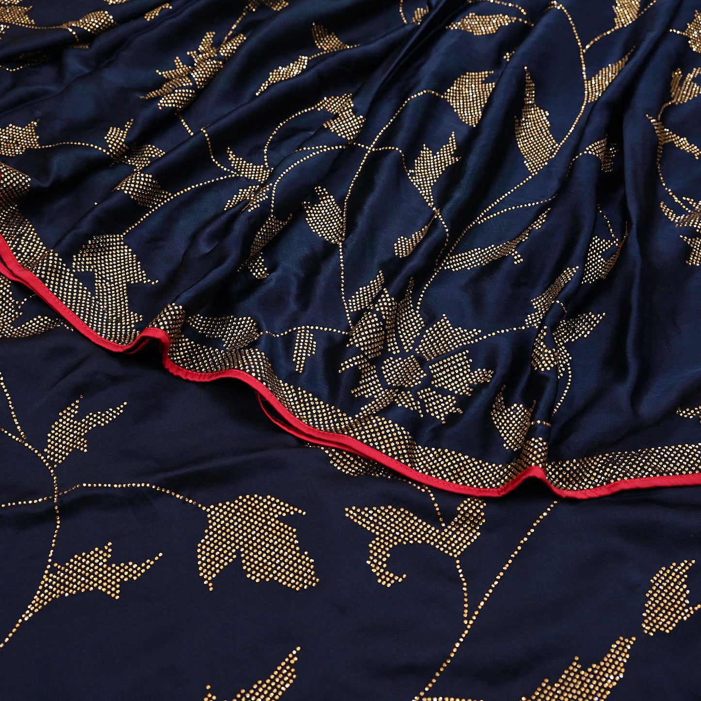 Rare Vintage Blue Pure Satin Silk Saree Hand Embroidered Fabric 6 Yards Sari Bollywood Party Wear Ethnic Designer Saree