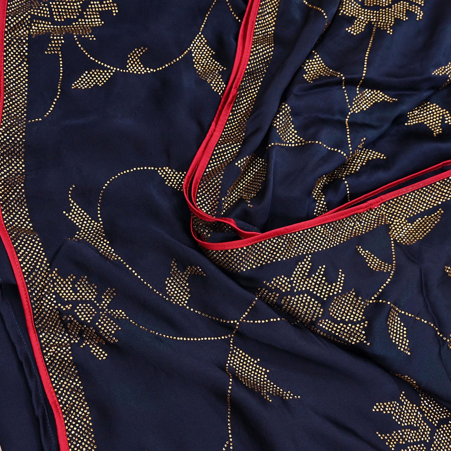 Rare Vintage Blue Pure Satin Silk Saree Hand Embroidered Fabric 6 Yards Sari Bollywood Party Wear Ethnic Designer Saree