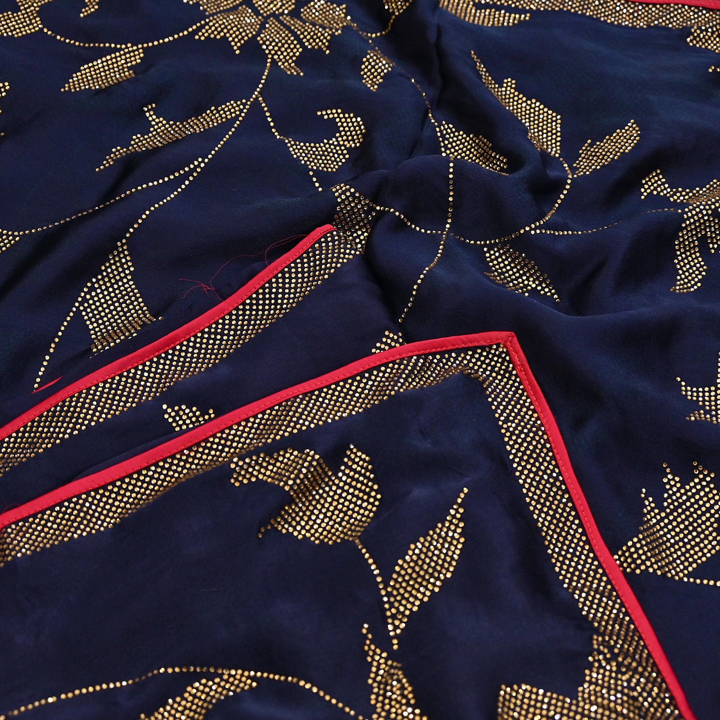 Rare Vintage Blue Pure Satin Silk Saree Hand Embroidered Fabric 6 Yards Sari Bollywood Party Wear Ethnic Designer Saree