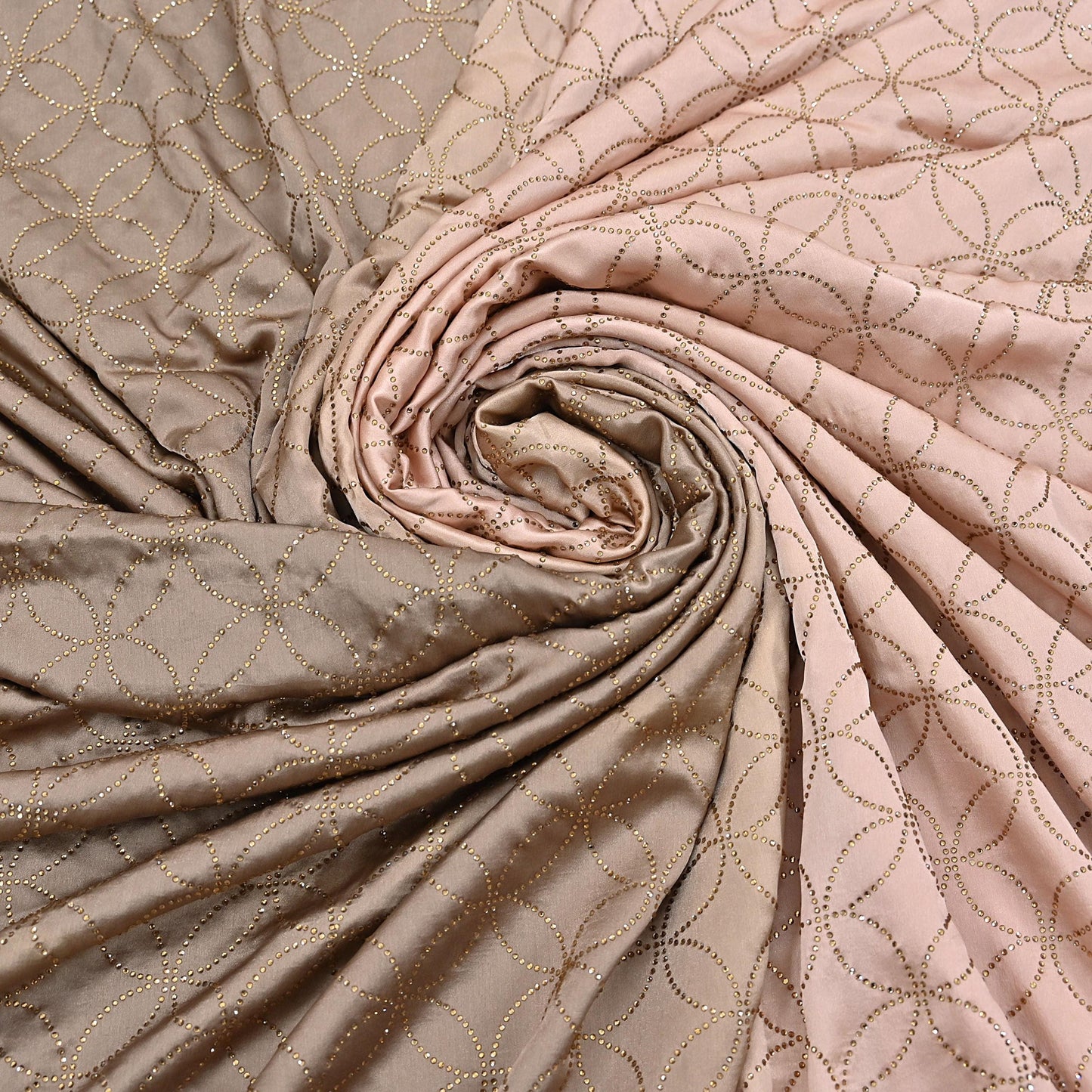 Rare Vintage Brown & Peach Pure Satin Silk Saree Hand Embroidered Fabric 5.5 Yards Sari Bollywood Party Wear Ethnic Saree