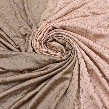 Rare Vintage Brown & Peach Pure Satin Silk Saree Hand Embroidered Fabric 5.5 Yards Sari Bollywood Party Wear Ethnic Saree