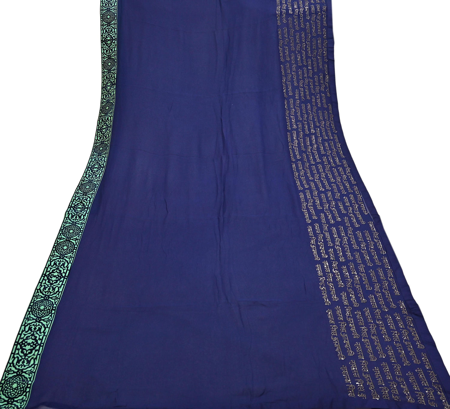 Rare Vintage Sea Blue Pure Chiffon Silk Saree Hand Embroidered Fabric 6 Yards Sari Bollywood Party Wear Ethnic saree With Blouse Fabric