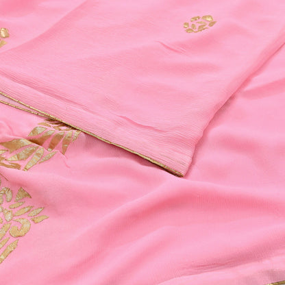 Rare Vintage Pink Pure Chiffon Silk Saree Hand Embroidered Fabric 6 Yards Sari Bollywood Party Wear Ethnic saree