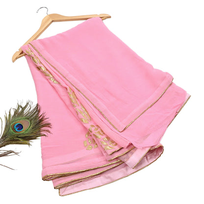 Rare Vintage Pink Pure Chiffon Silk Saree Hand Embroidered Fabric 6 Yards Sari Bollywood Party Wear Ethnic saree