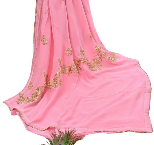 Rare Vintage Pink Pure Chiffon Silk Saree Hand Embroidered Fabric 6 Yards Sari Bollywood Party Wear Ethnic saree