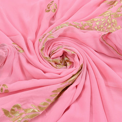 Rare Vintage Pink Pure Chiffon Silk Saree Hand Embroidered Fabric 6 Yards Sari Bollywood Party Wear Ethnic saree