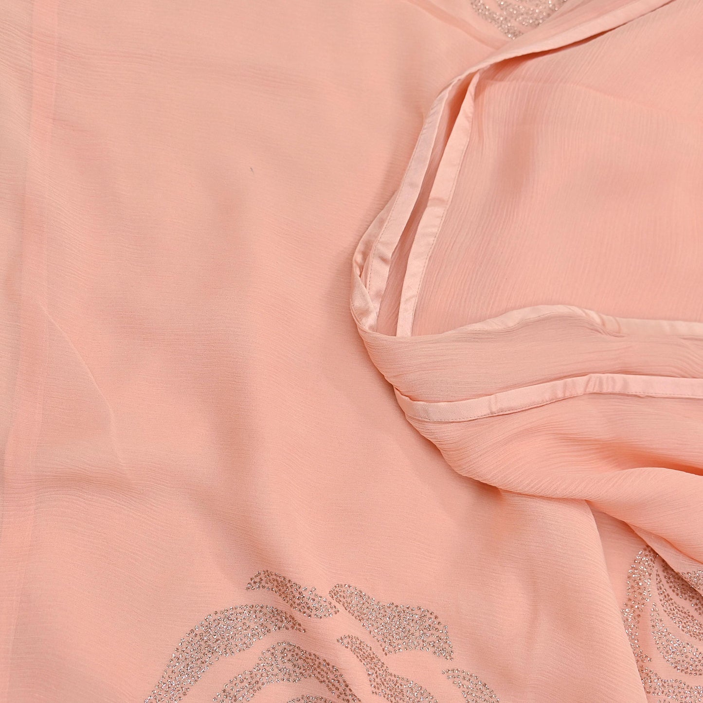 Rare Vintage Peach Pure Chiffon Silk Saree Hand Embroidered Fabric 6 Yards Sari Bollywood Party Wear Ethnic saree With Satin Blouse Fabric