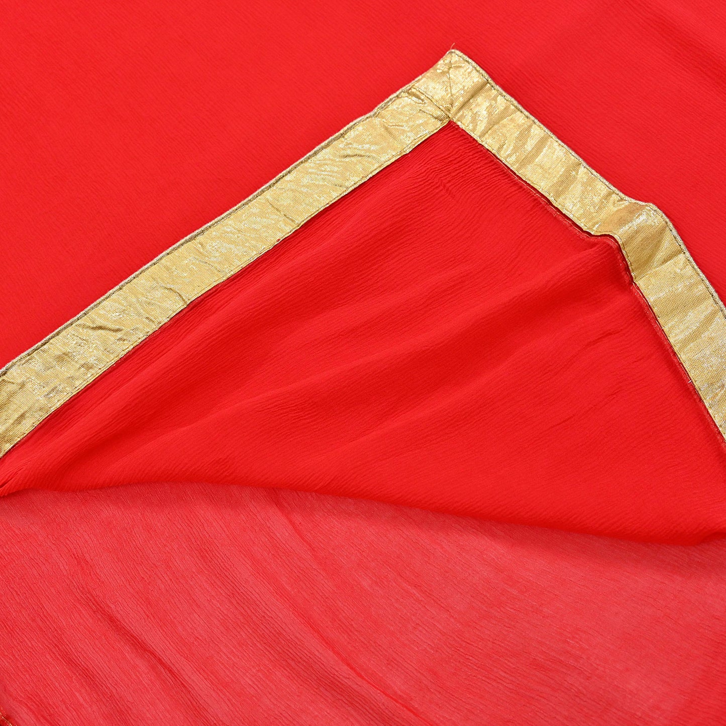 Rare Vintage Red Chiffon Silk Saree Hand Beaded Mirror Sari 5.5 Yards Bollywood Party Wear Ethnic