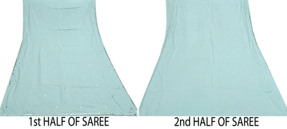 Rare Vintage Green Pure Silk Saree Hand Beaded Abu Jani Designer Sari 5.5 Yards Bollywood Party Wear Ethnic