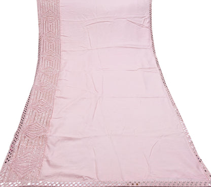 Rare Vintage Light Pink Pure Silk Saree Hand Beaded Abu Jani Designer Sari 5.5 Yards Bollywood Party Wear Ethnic