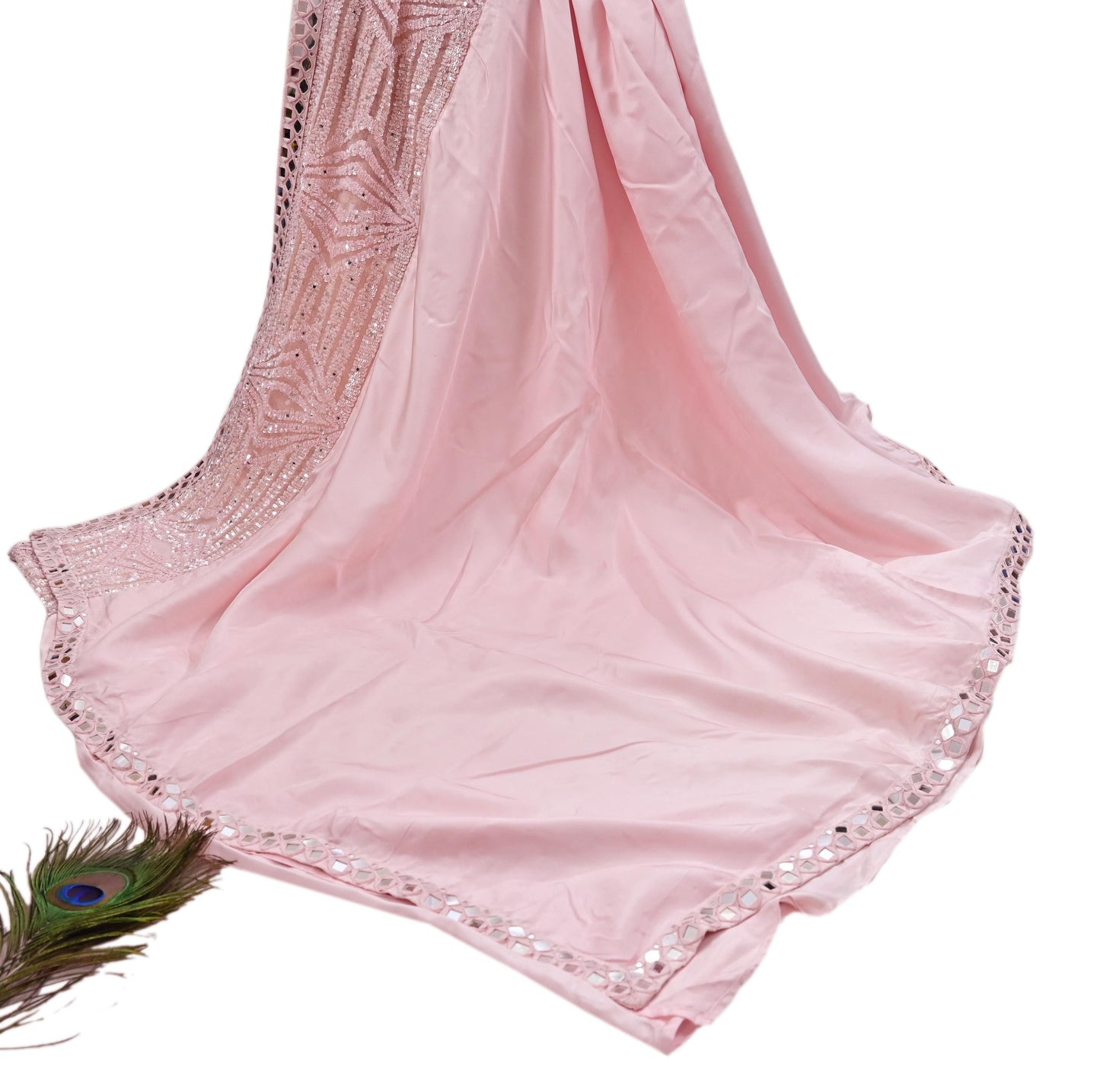 Rare Vintage Light Pink Pure Silk Saree Hand Beaded Abu Jani Designer Sari 5.5 Yards Bollywood Party Wear Ethnic