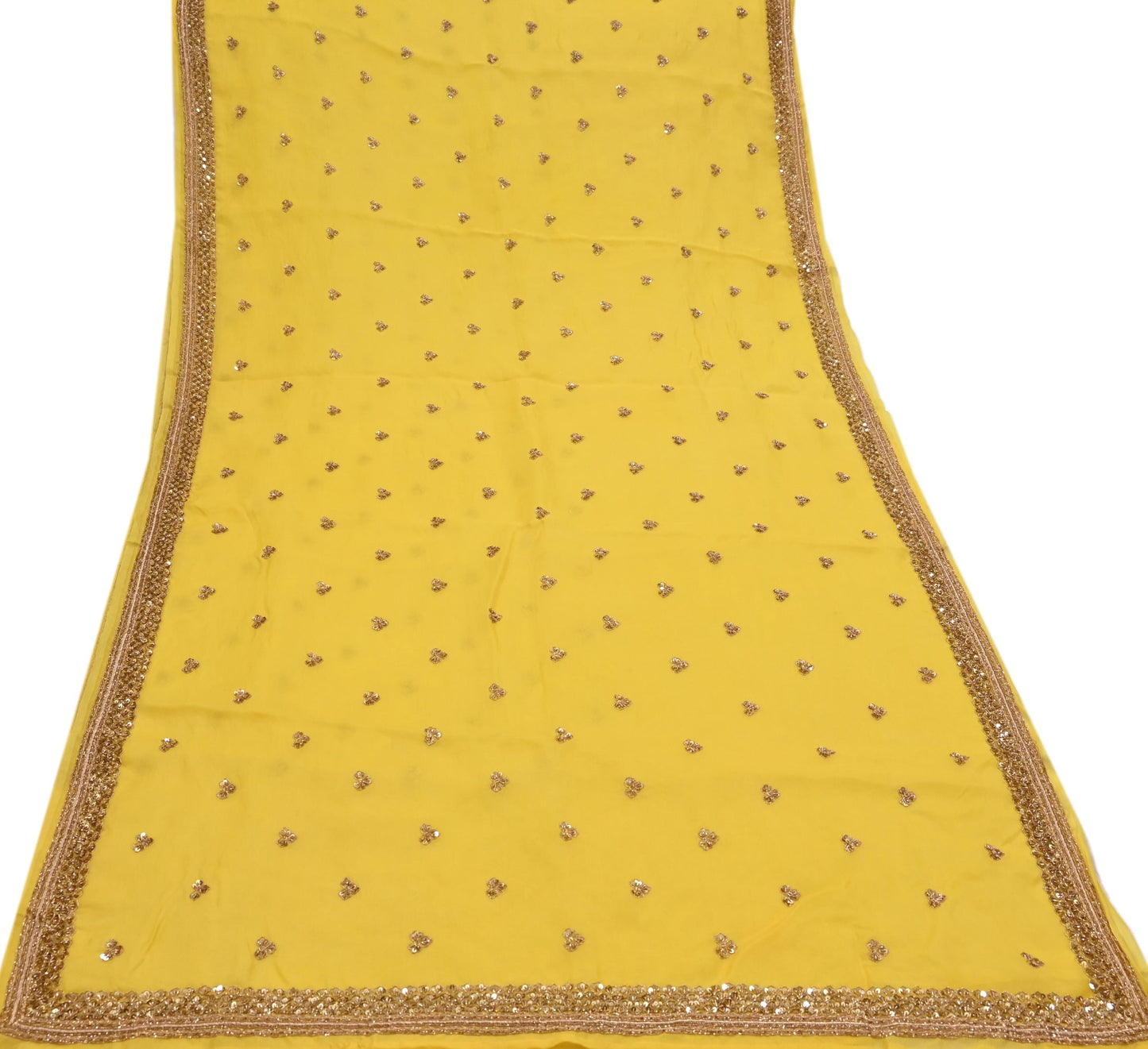 Rare Vintage Yellow Pure Organza Silk Saree Zardozi Hand Embroidered Designer Sabyasachi Sari 5.5 Yard Bollywood Party Wear
