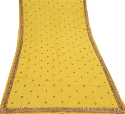 Rare Vintage Yellow Pure Organza Silk Saree Zardozi Hand Embroidered Designer Sabyasachi Sari 5.5 Yard Bollywood Party Wear