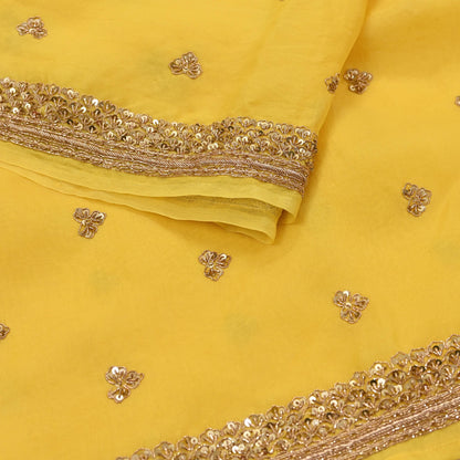 Rare Vintage Yellow Pure Organza Silk Saree Zardozi Hand Embroidered Designer Sabyasachi Sari 5.5 Yard Bollywood Party Wear