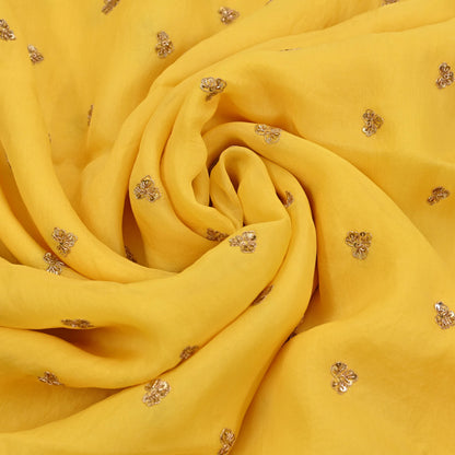 Rare Vintage Yellow Pure Organza Silk Saree Zardozi Hand Embroidered Designer Sabyasachi Sari 5.5 Yard Bollywood Party Wear