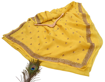 Rare Vintage Yellow Pure Organza Silk Saree Zardozi Hand Embroidered Designer Sabyasachi Sari 5.5 Yard Bollywood Party Wear