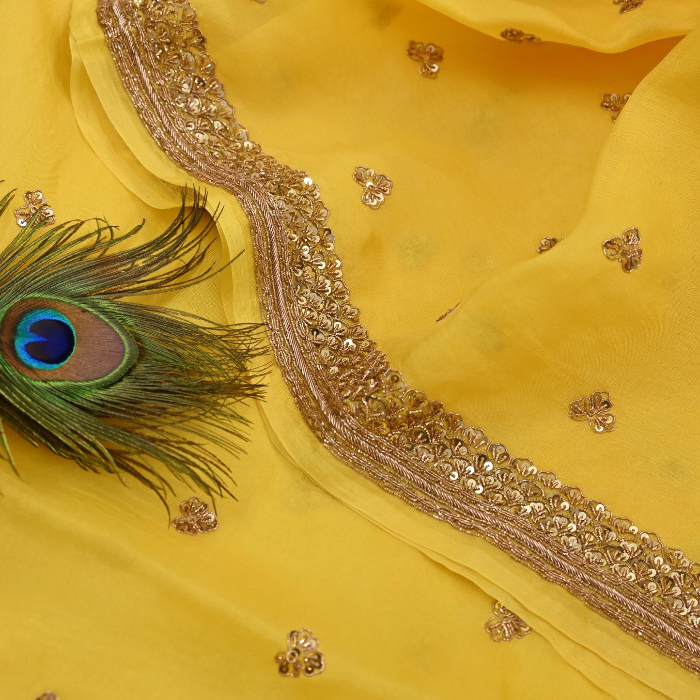 Rare Vintage Yellow Pure Organza Silk Saree Zardozi Hand Embroidered Designer Sabyasachi Sari 5.5 Yard Bollywood Party Wear