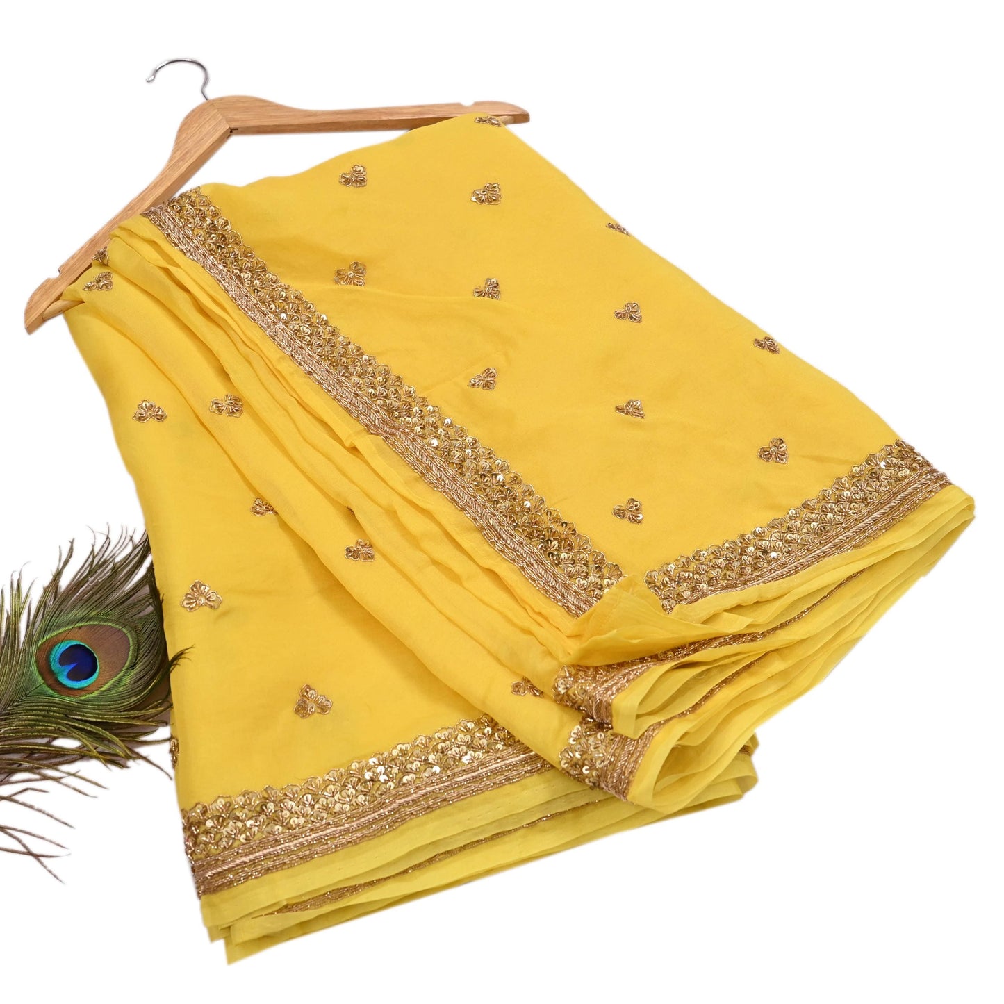 Rare Vintage Yellow Pure Organza Silk Saree Zardozi Hand Embroidered Designer Sabyasachi Sari 5.5 Yard Bollywood Party Wear