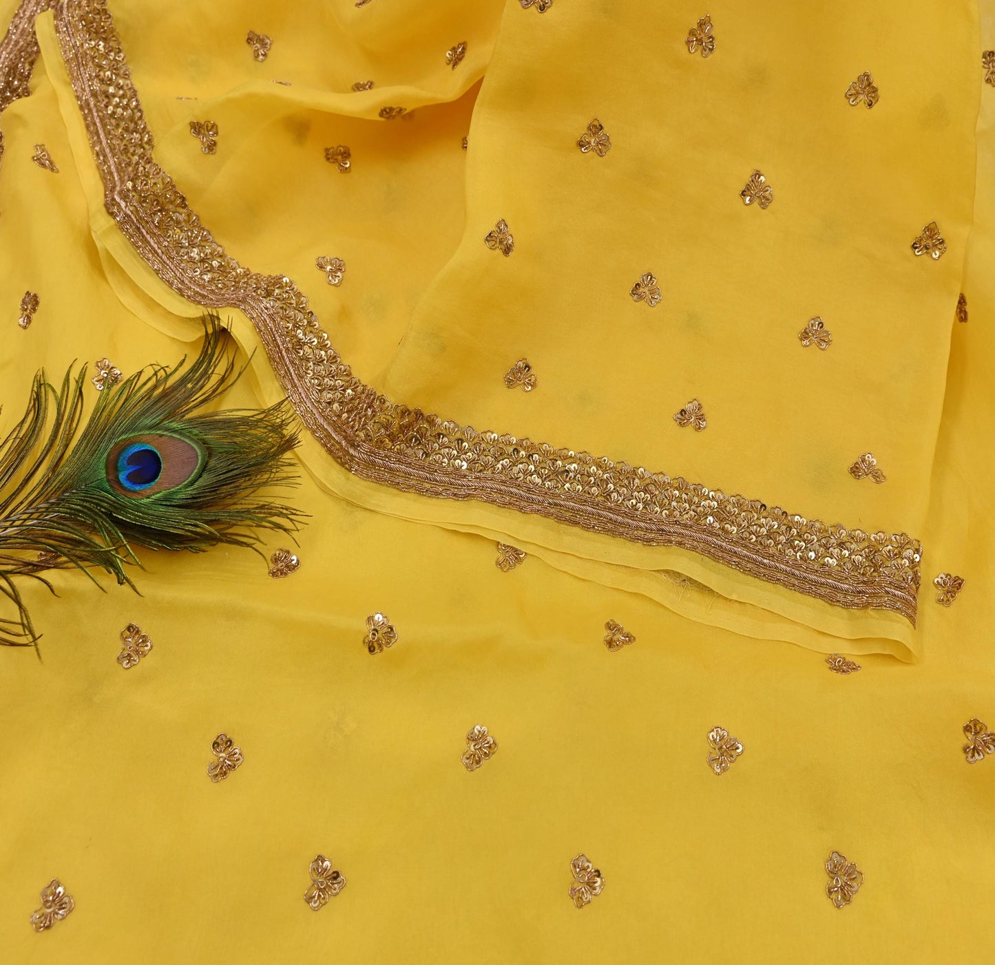 Rare Vintage Yellow Pure Organza Silk Saree Zardozi Hand Embroidered Designer Sabyasachi Sari 5.5 Yard Bollywood Party Wear