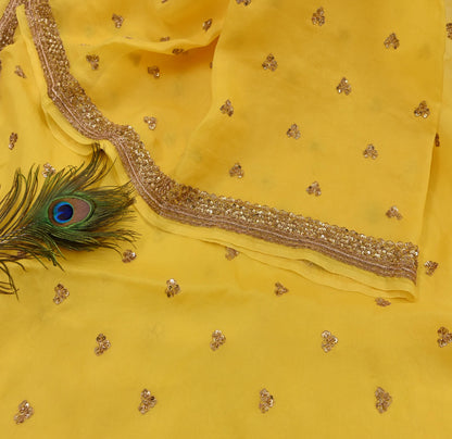 Rare Vintage Yellow Pure Organza Silk Saree Zardozi Hand Embroidered Designer Sabyasachi Sari 5.5 Yard Bollywood Party Wear