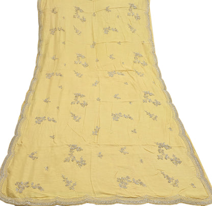 Rare Vintage Yellow Blend Silk Saree Hand Embroidered Fabric 5.5 Yard Sari Bollywood Party Wear Ethnic Designer Saree