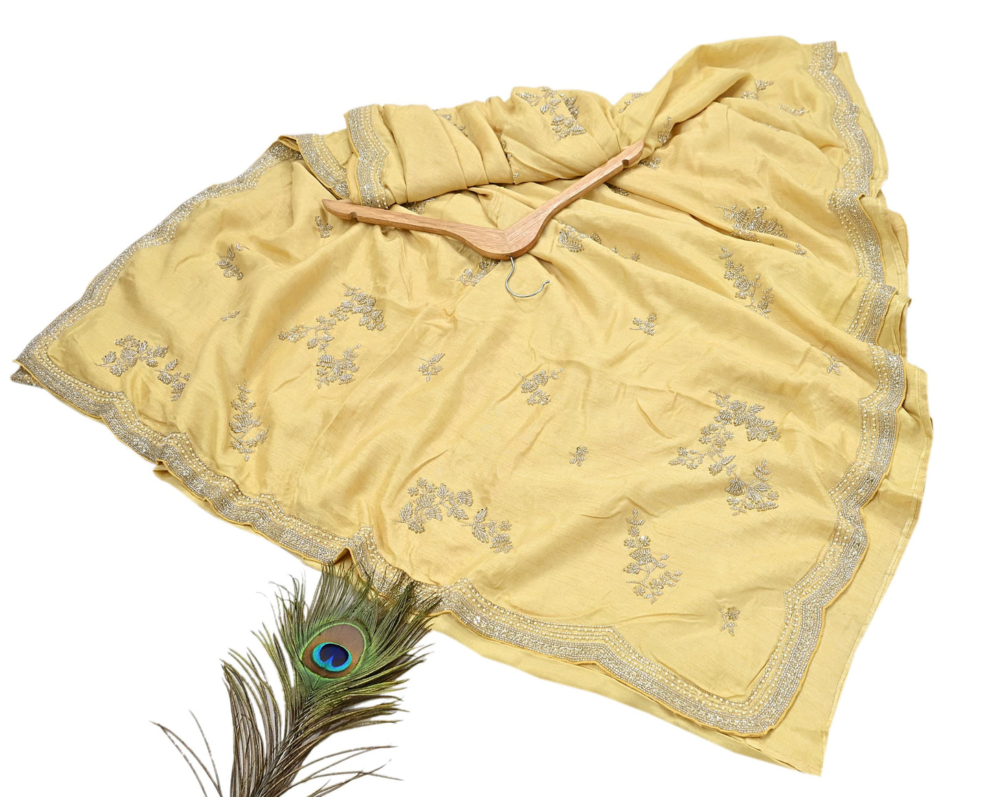 Rare Vintage Yellow Blend Silk Saree Hand Embroidered Fabric 5.5 Yard Sari Bollywood Party Wear Ethnic Designer Saree