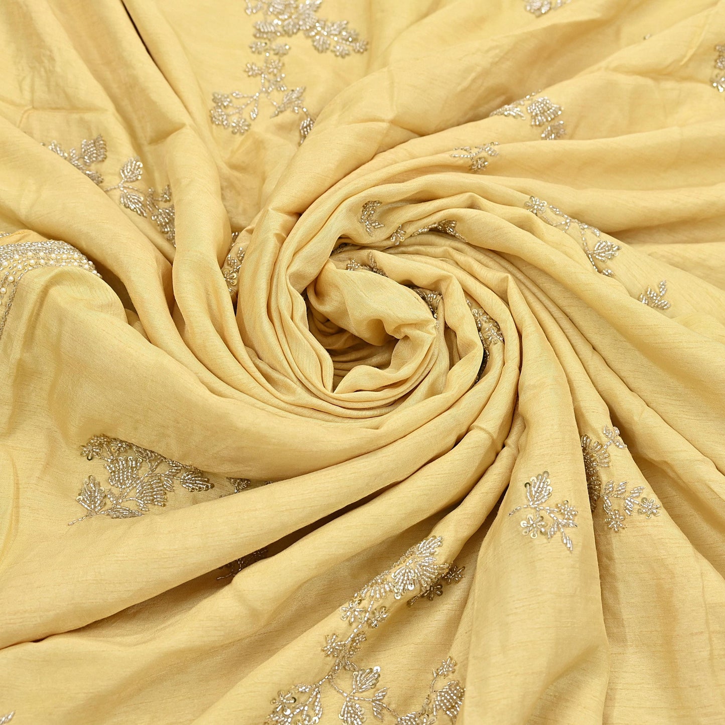 Rare Vintage Yellow Blend Silk Saree Hand Embroidered Fabric 5.5 Yard Sari Bollywood Party Wear Ethnic Designer Saree