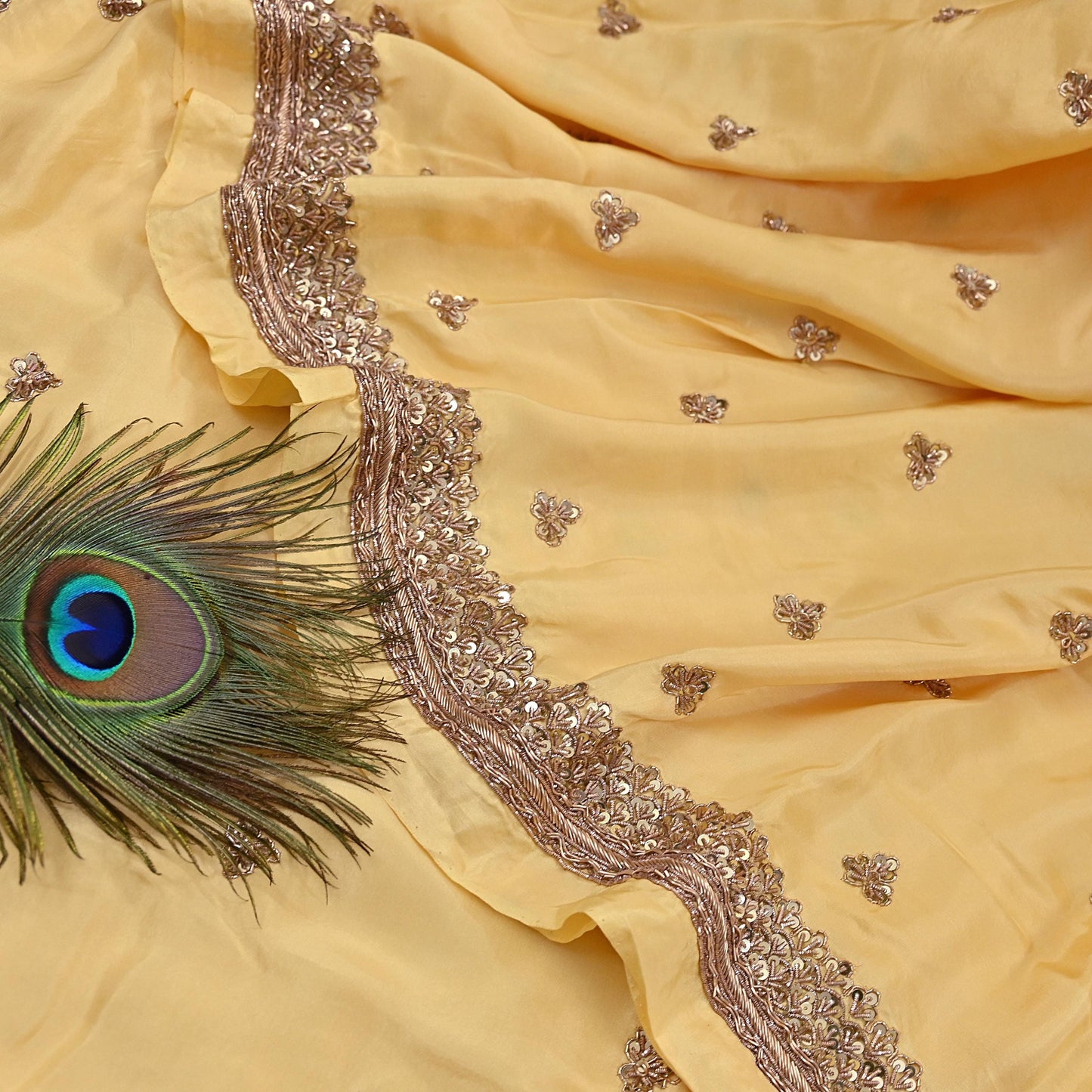 Rare Vintage Yellow Pure Silk Saree Zardozi Hand Embroidered Designer Sabyasachi Sari 5.5 Yard Bollywood Party Wear