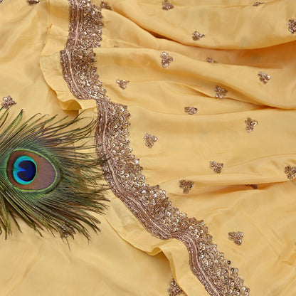 Rare Vintage Yellow Pure Silk Saree Zardozi Hand Embroidered Designer Sabyasachi Sari 5.5 Yard Bollywood Party Wear