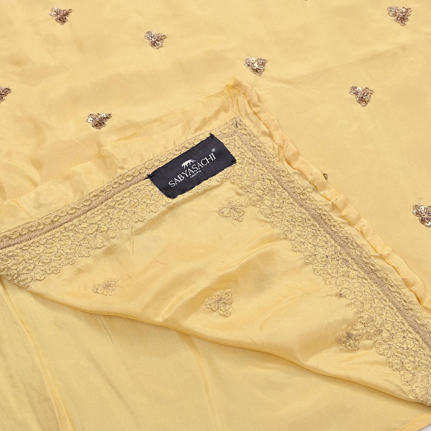 Rare Vintage Yellow Pure Silk Saree Zardozi Hand Embroidered Designer Sabyasachi Sari 5.5 Yard Bollywood Party Wear