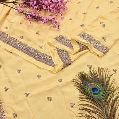 Rare Vintage Yellow Pure Silk Saree Zardozi Hand Embroidered Designer Sabyasachi Sari 5.5 Yard Bollywood Party Wear