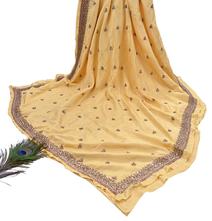 Rare Vintage Yellow Pure Silk Saree Zardozi Hand Embroidered Designer Sabyasachi Sari 5.5 Yard Bollywood Party Wear
