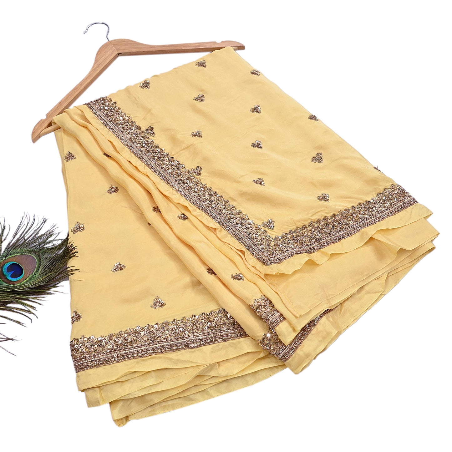 Rare Vintage Yellow Pure Silk Saree Zardozi Hand Embroidered Designer Sabyasachi Sari 5.5 Yard Bollywood Party Wear