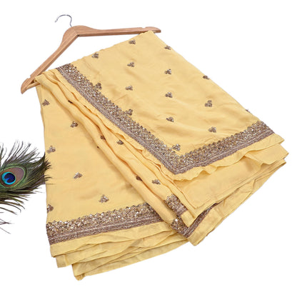 Rare Vintage Yellow Pure Silk Saree Zardozi Hand Embroidered Designer Sabyasachi Sari 5.5 Yard Bollywood Party Wear