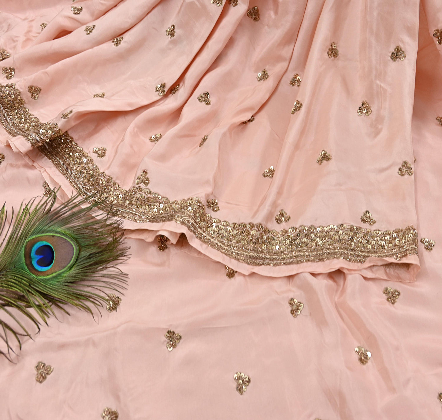 Rare Vintage Peach Pure Silk Saree Zardozi Hand Embroidered Designer Sabyasachi Sari 5.5 Yard Bollywood Party Wear