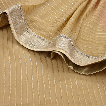 Rare Vintage Beige & Pink Blend Chiffon Saree Hand Embroidered Fabric 6 Yards Sari Bollywood Party Wear Ethnic Designer Saree