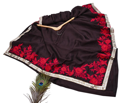 Indian Rare Vintage Zardozi Sarees Brown Pure Silk Hand Embroidered Sari Fabric 5.5 Yards Sewing Ethnic Mirror