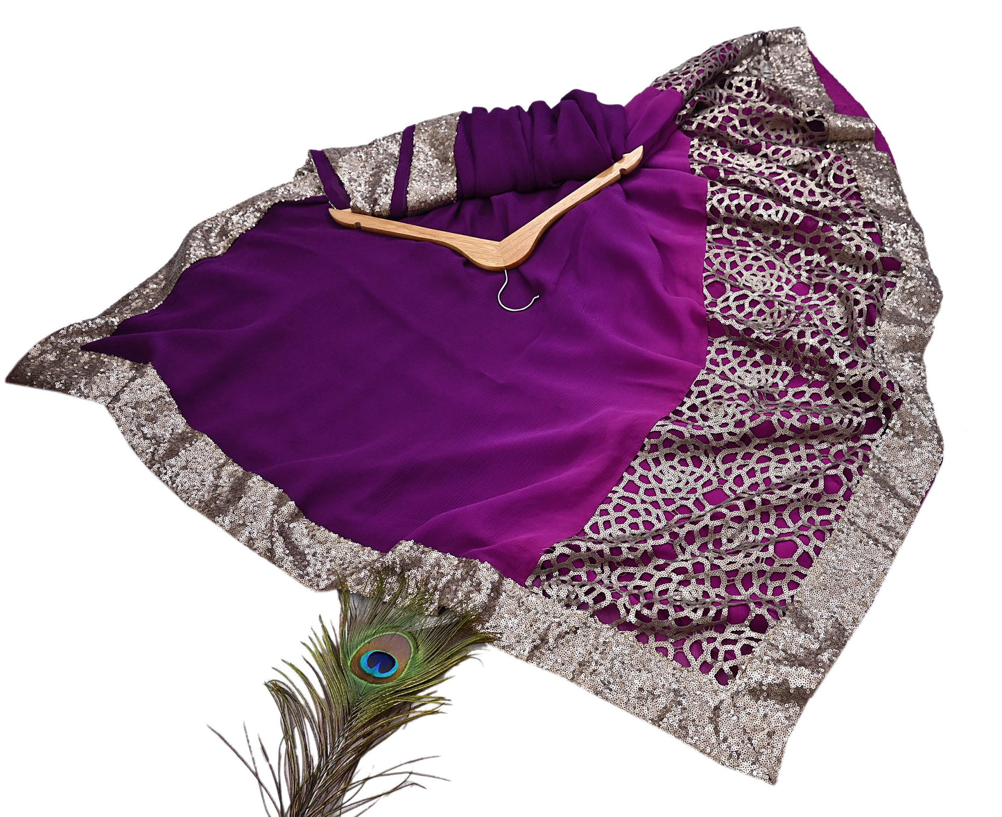Rare Vintage Purple Pure Chiffon Silk Saree Hand Embroidered Designer Sabyasachi Sari 5.5 Yard Bollywood Party Wear saree with Blouse Fabric