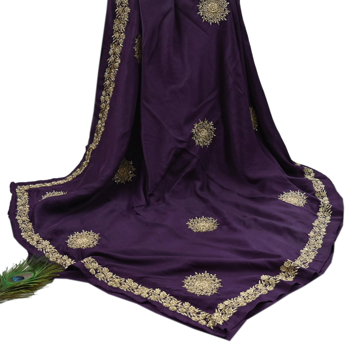 Rare Vintage Purple Pure Silk Saree Zardozi Hand Embroidered Designer Sabyasachi Sari 6 Yard Bollywood Party Wear