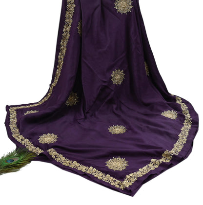 Rare Vintage Purple Pure Silk Saree Zardozi Hand Embroidered Designer Sabyasachi Sari 6 Yard Bollywood Party Wear