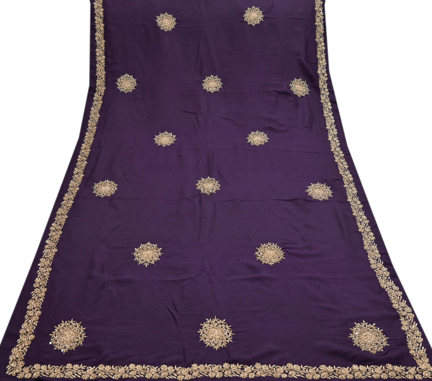 Rare Vintage Purple Pure Silk Saree Zardozi Hand Embroidered Designer Sabyasachi Sari 6 Yard Bollywood Party Wear