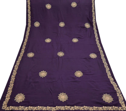 Rare Vintage Purple Pure Silk Saree Zardozi Hand Embroidered Designer Sabyasachi Sari 6 Yard Bollywood Party Wear