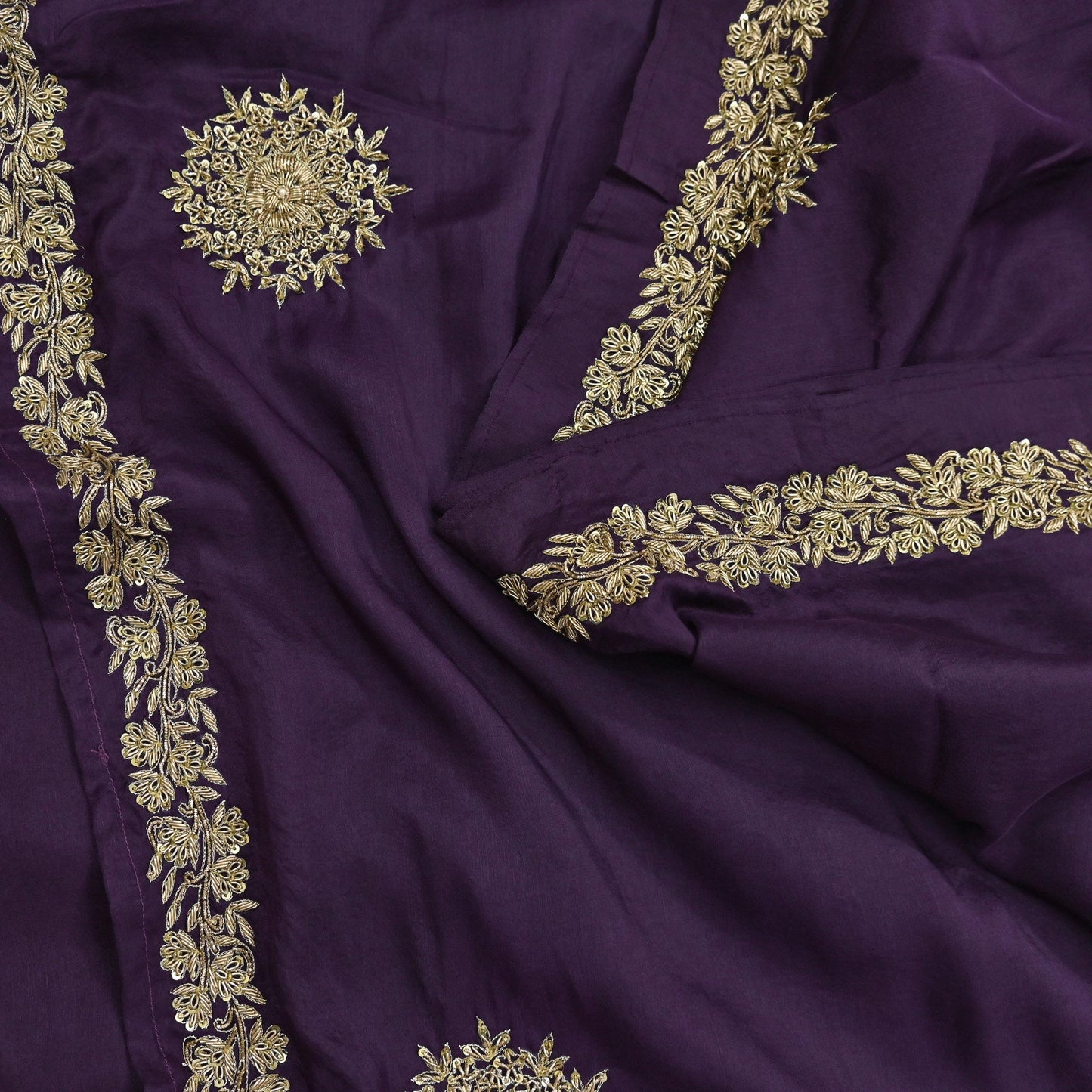 Rare Vintage Purple Pure Silk Saree Zardozi Hand Embroidered Designer Sabyasachi Sari 6 Yard Bollywood Party Wear