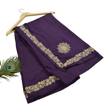 Rare Vintage Purple Pure Silk Saree Zardozi Hand Embroidered Designer Sabyasachi Sari 6 Yard Bollywood Party Wear