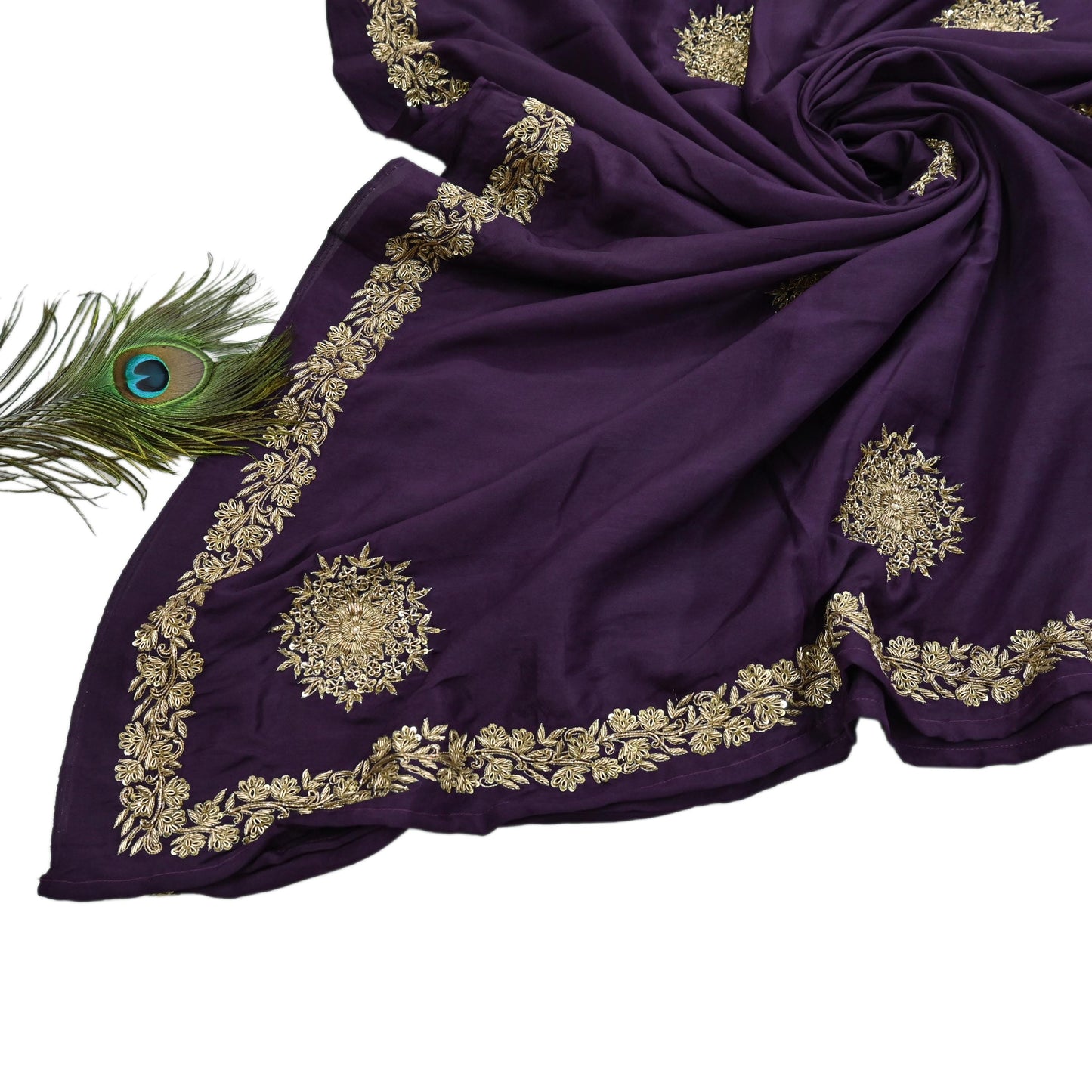 Rare Vintage Purple Pure Silk Saree Zardozi Hand Embroidered Designer Sabyasachi Sari 6 Yard Bollywood Party Wear