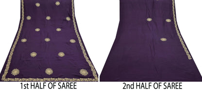 Rare Vintage Purple Pure Silk Saree Zardozi Hand Embroidered Designer Sabyasachi Sari 6 Yard Bollywood Party Wear