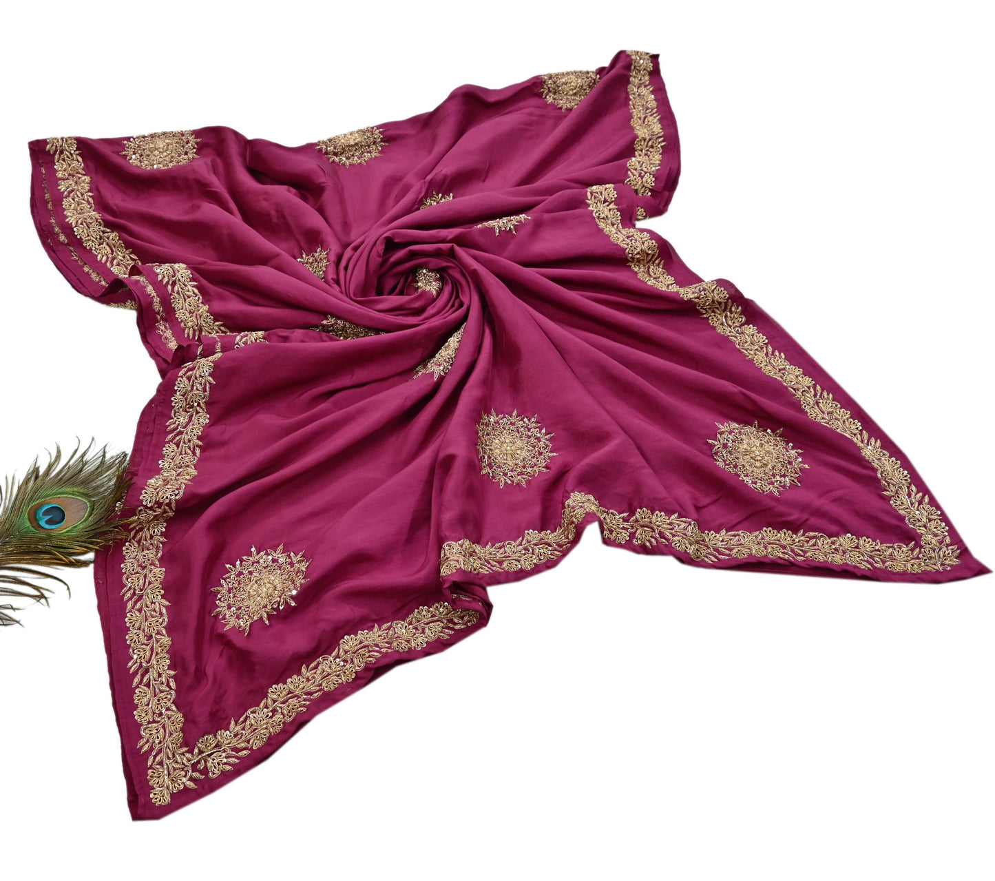 Rare Vintage Pink Pure Silk Saree Zardozi Hand Embroidered Designer Sabyasachi Sari 5.5 Yard Bollywood Party Wear