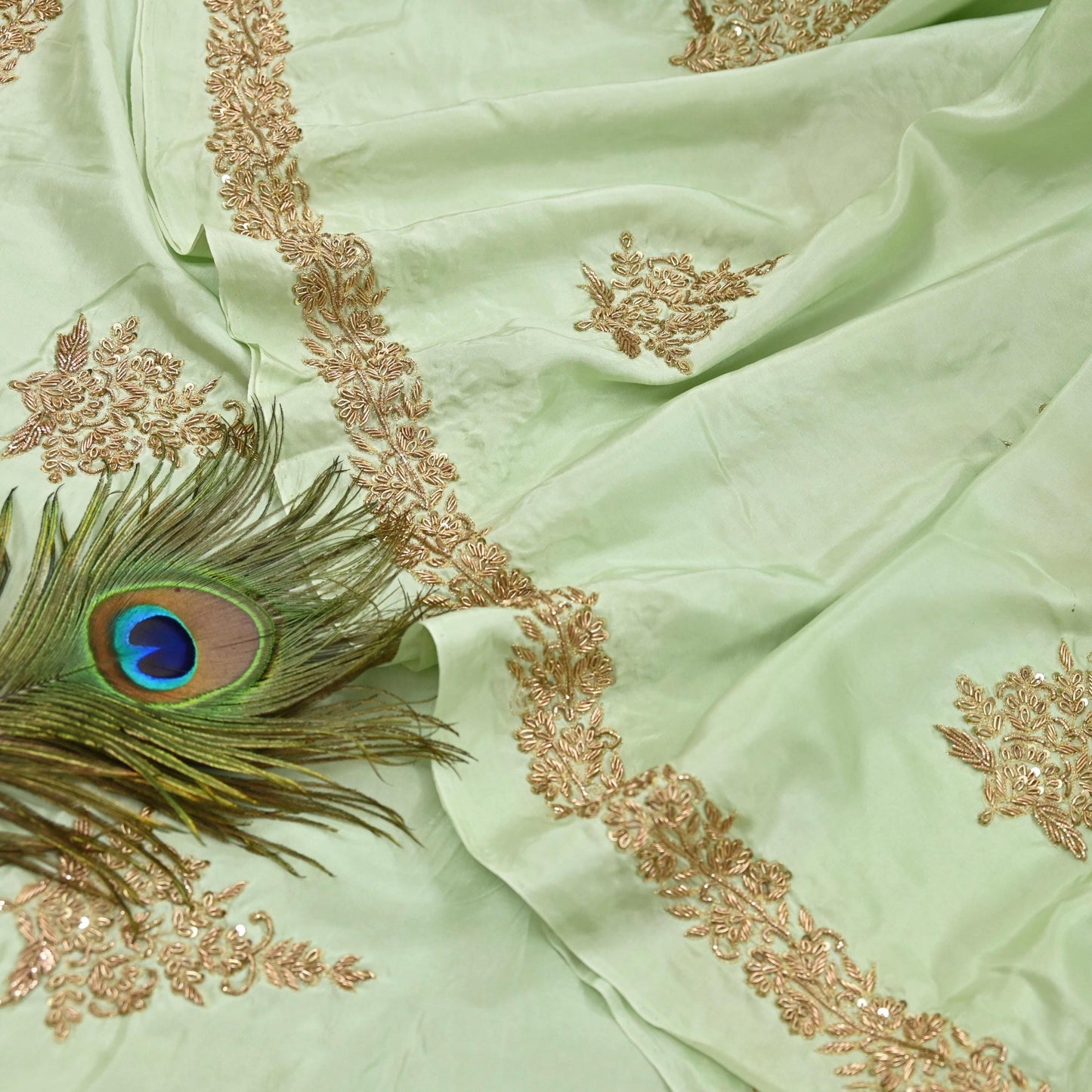 Rare Vintage Pista Green Pure Silk Saree Zardozi Hand Embroidered Designer Sabyasachi Sari 5.5 Yard Bollywood Party Wear